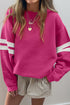Varsity Double Stripe Drop Shoulder Oversized Crewneck Sweatshirt